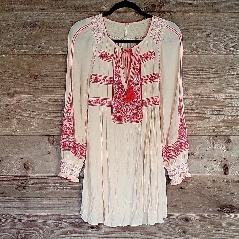Free People Size Small Wind Willow Long Sleeve Minidress